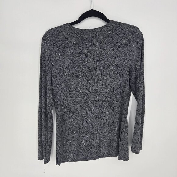 Mandee womens size medium gray metallic stretch sweater long sleeve Made in USA - Picture 8 of 9